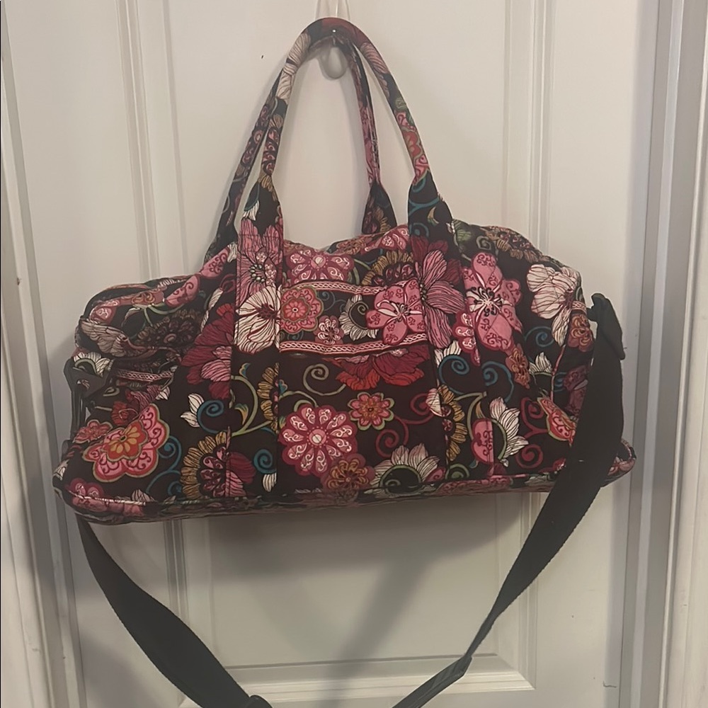 Vera Bradley Pink and Black Floral Travel Bag